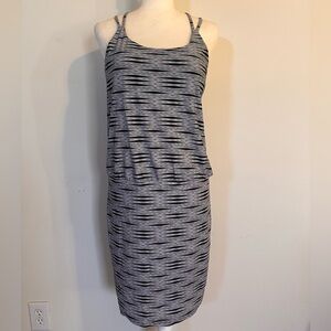 Athleta Black and White Striped Athletic Dress